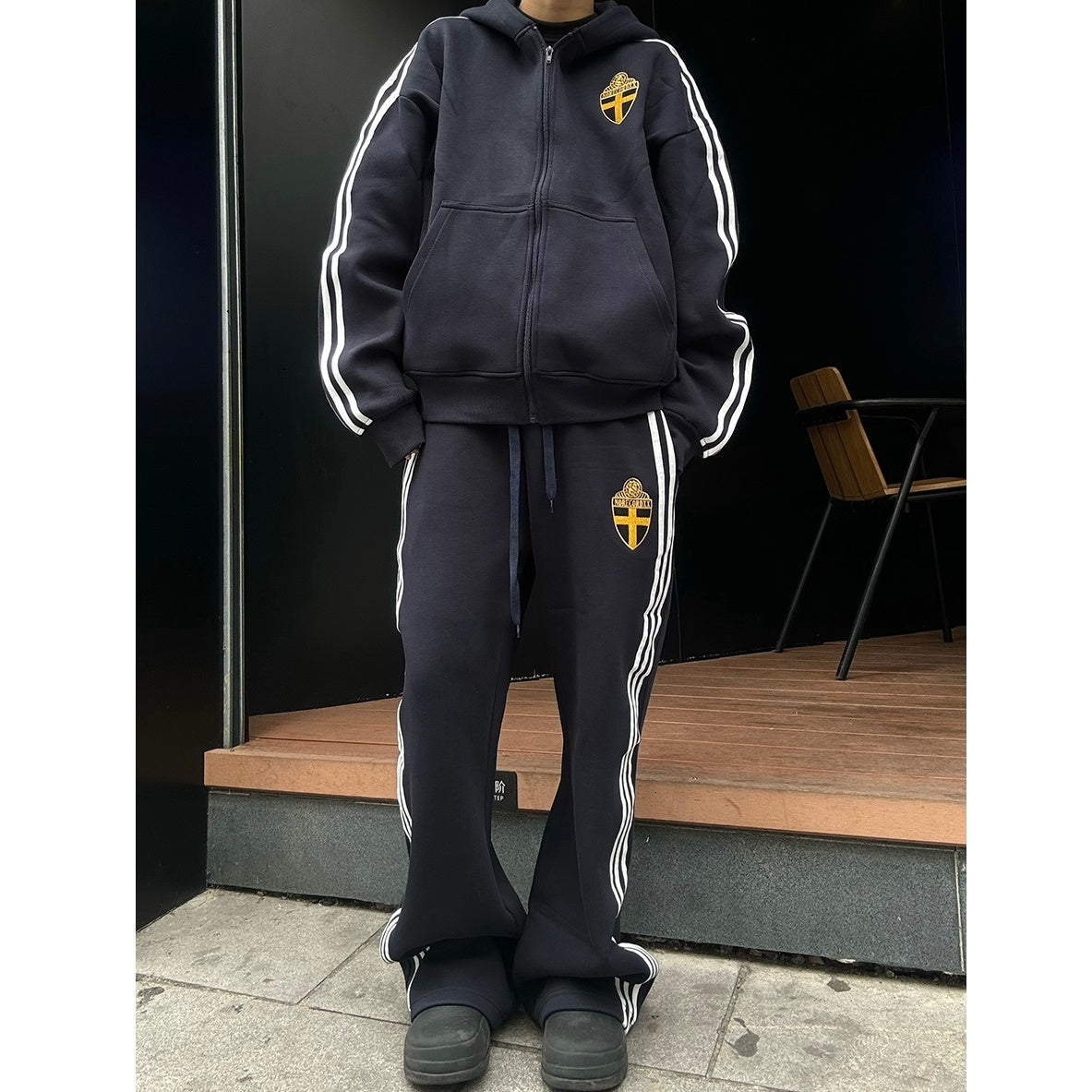 【上下別売り】Three-Bar Loose Casual Zip-up Hooded Parka & Sweat Pants MB7167