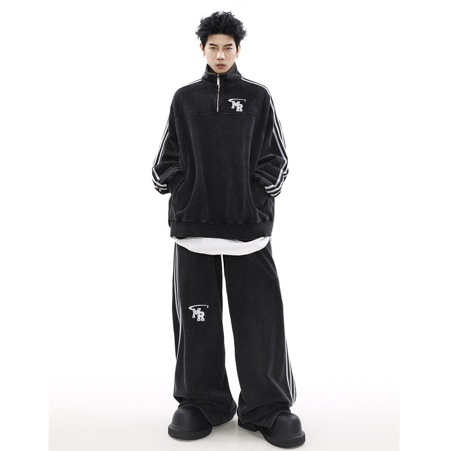 【上下別売り】Three Line Half-Zip Sweat & Loose Pants Set-up MR051