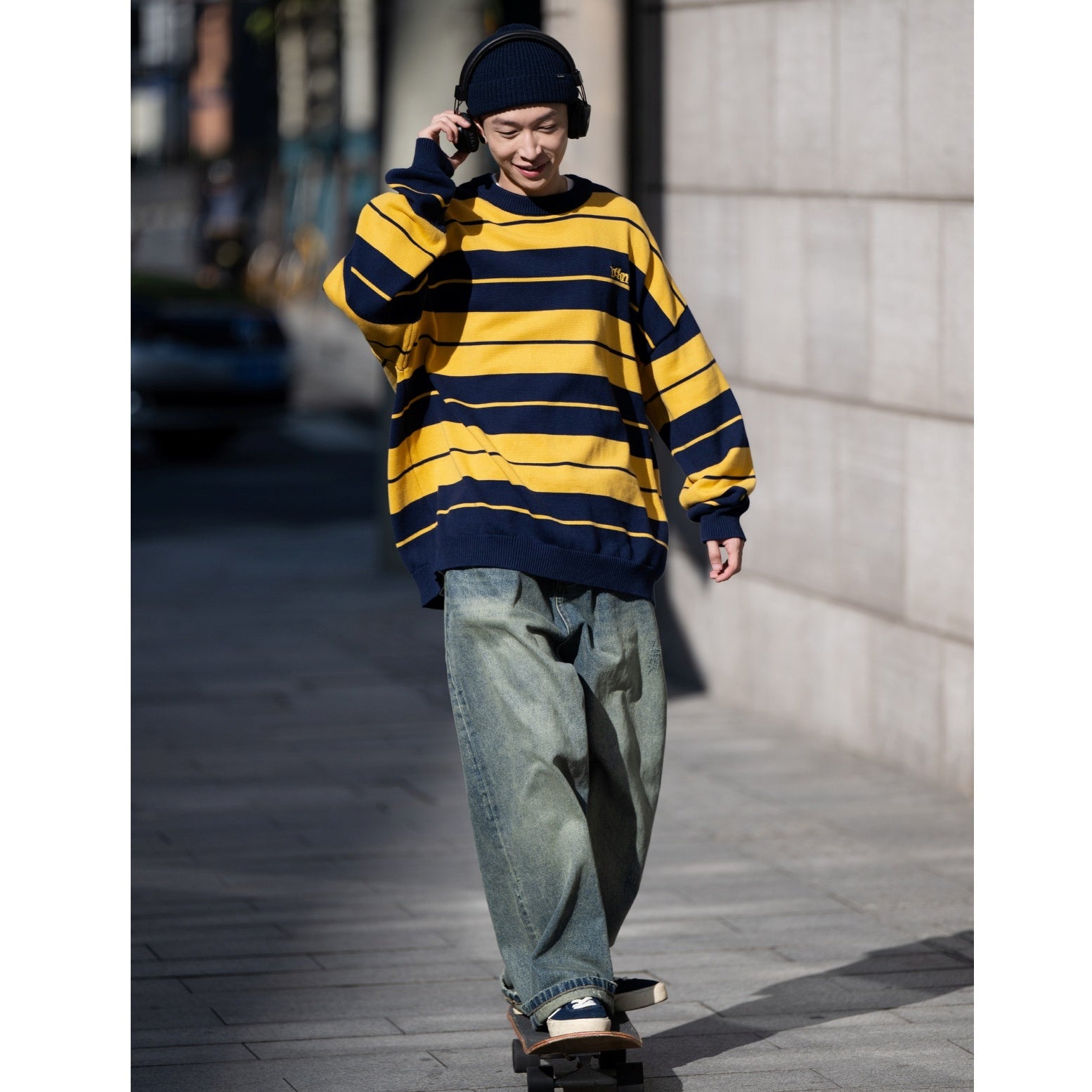 Washed Loose Straight Jeans BI2029