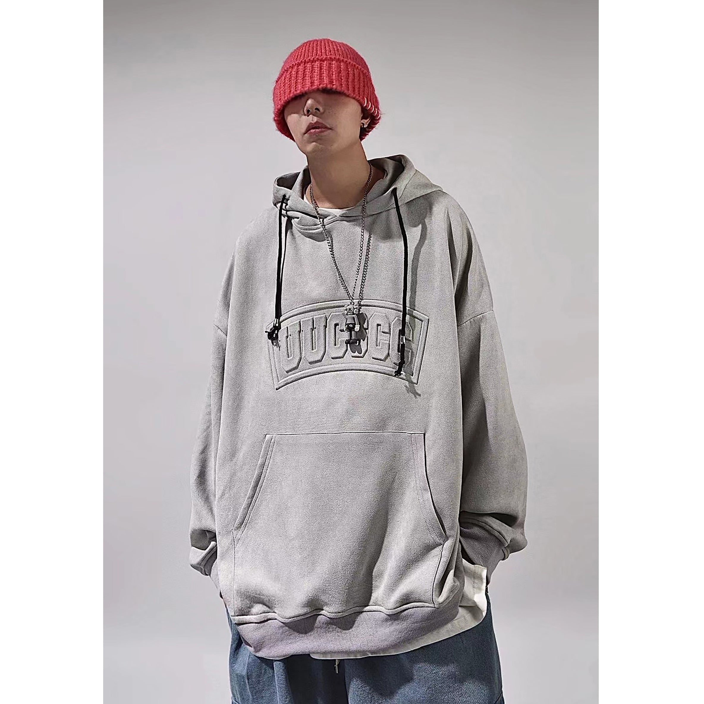 Letter-embossed Oversize Hoodie UU7003