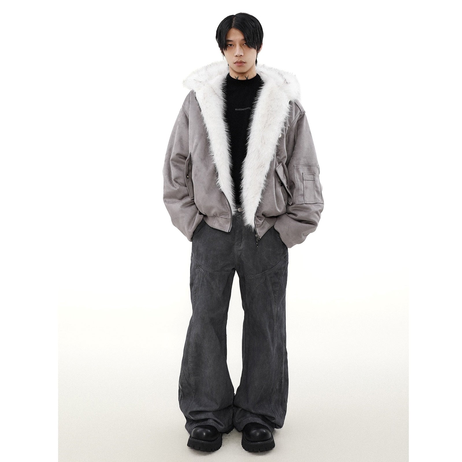 Reversible Fur ZIP-Up Hooded Blouson MB7315