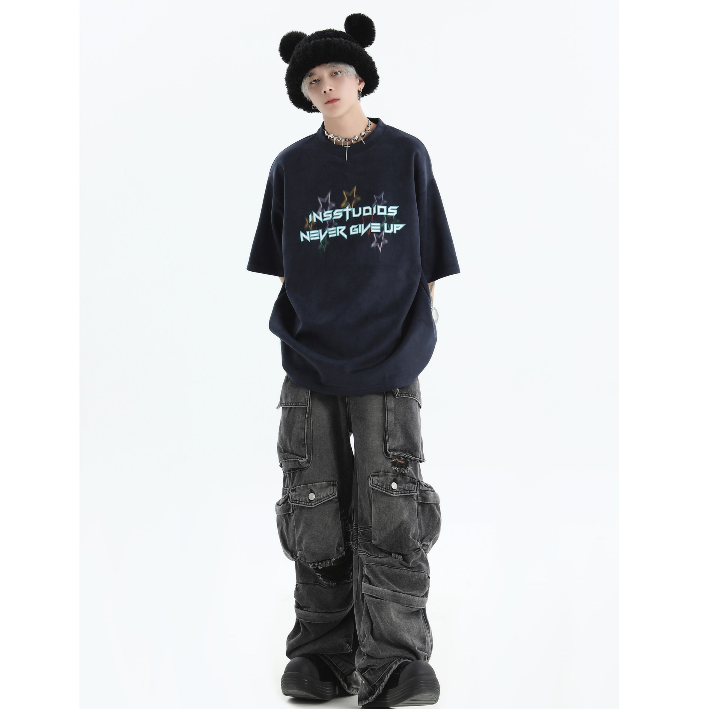Heavy Industries Frayed Loose Cargo Jeans IN7007