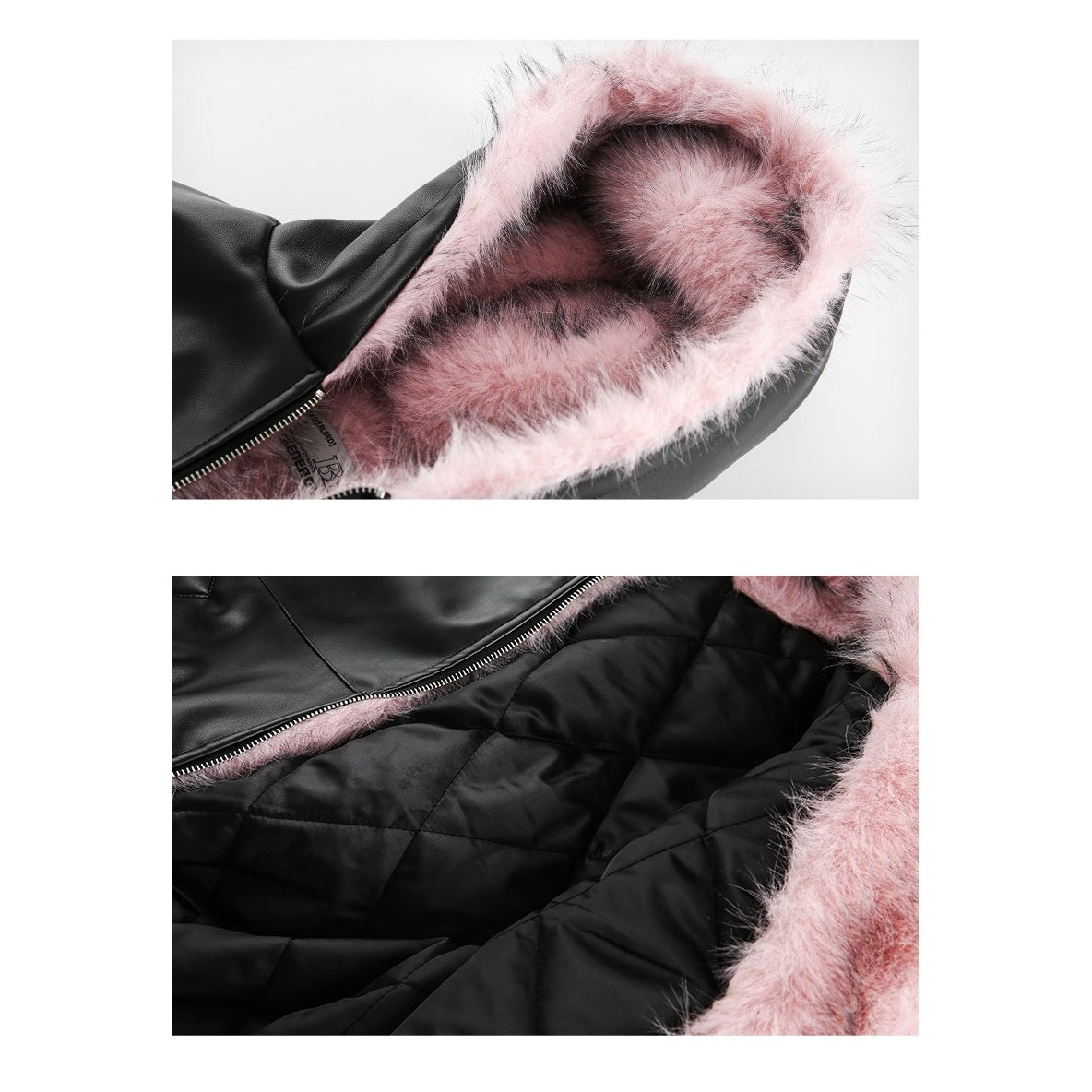 Plush PU Leather Hooded Jacket MB7294