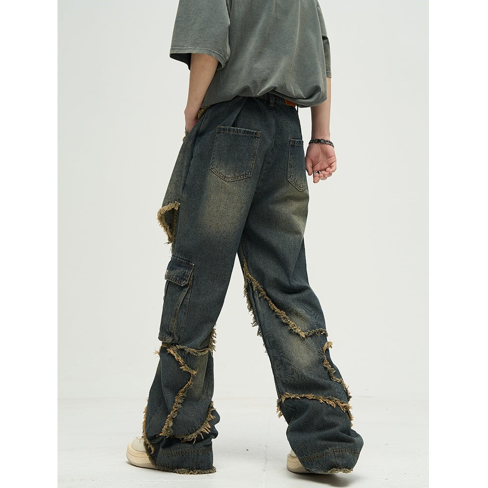 Raw Edge Star Design Street Work Jeans MB7019