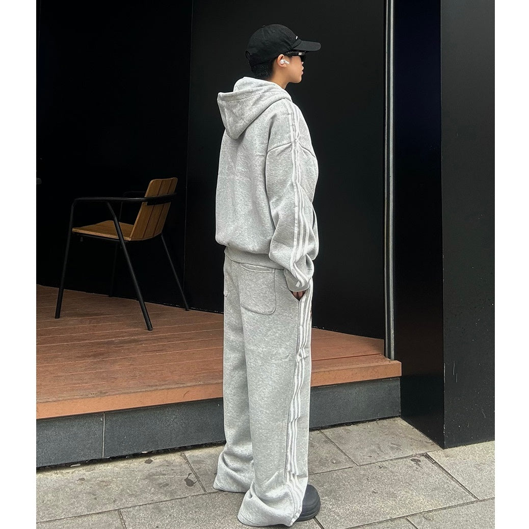 【上下別売り】Three-Bar Loose Casual Zip-up Hooded Parka & Sweat Pants MB7167