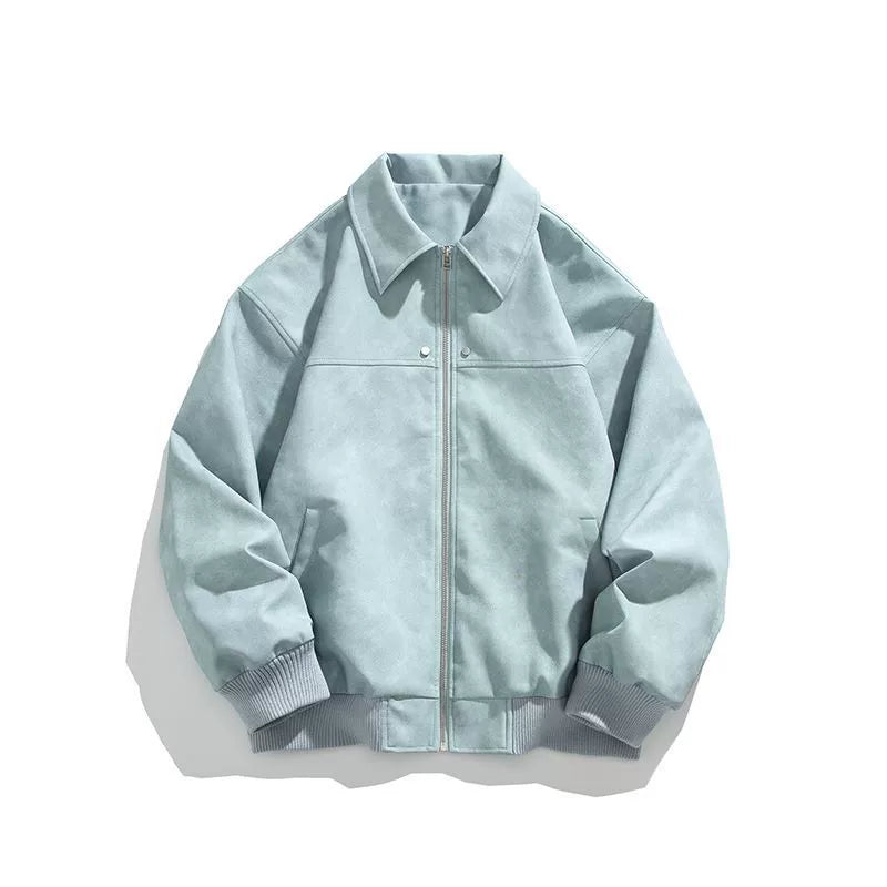 PU Leather Loose Distressed Work Jacket MB7249