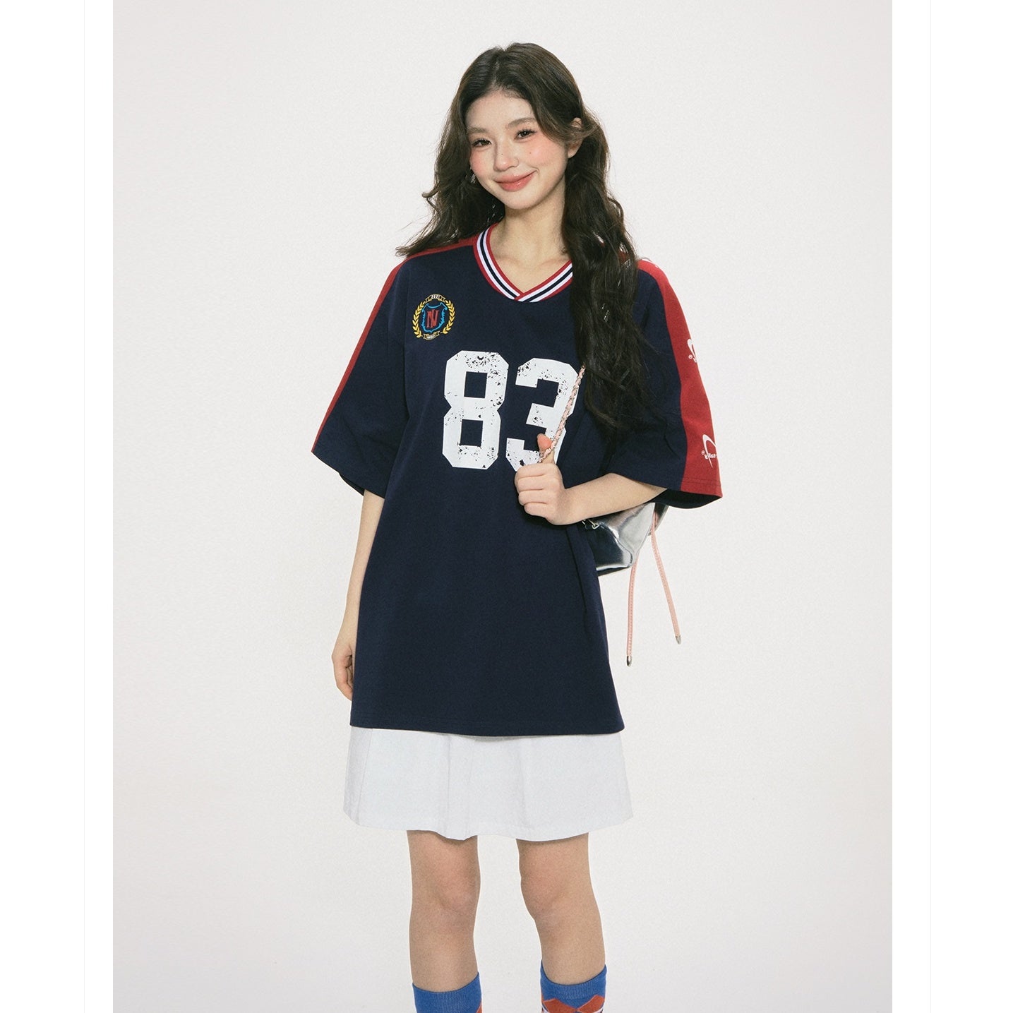 Contrast Stitching V-Neck T-Shirt NA7012