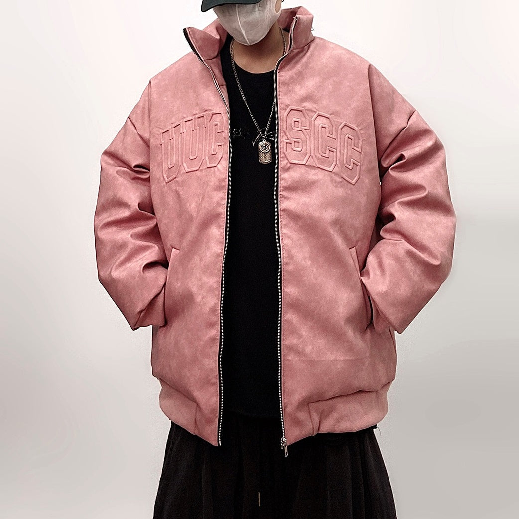Emboss Logo PU Leather Down Jacket UU7011