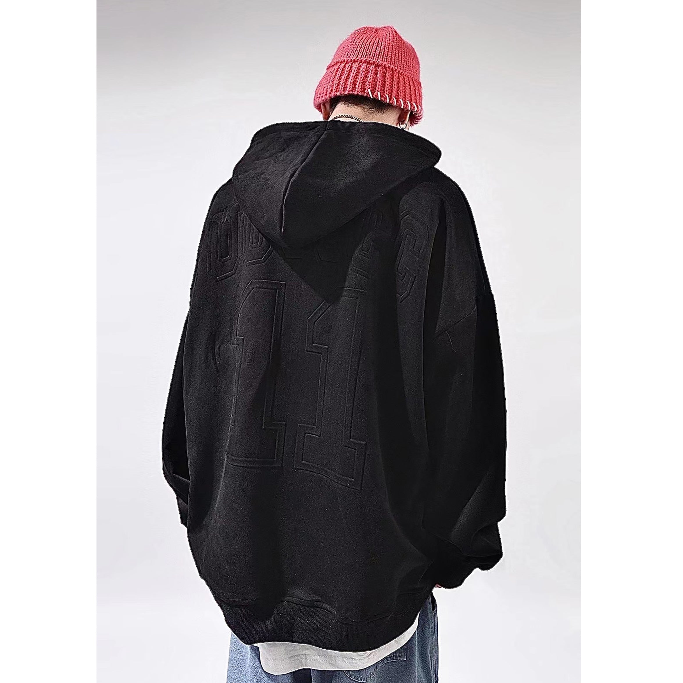 Letter-embossed Oversize Hoodie UU7003
