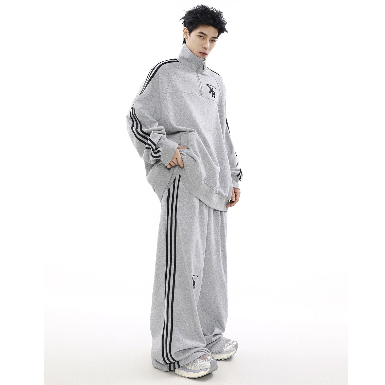 【上下別売り】Three Line Half-Zip Sweat & Loose Pants Set-up MR051