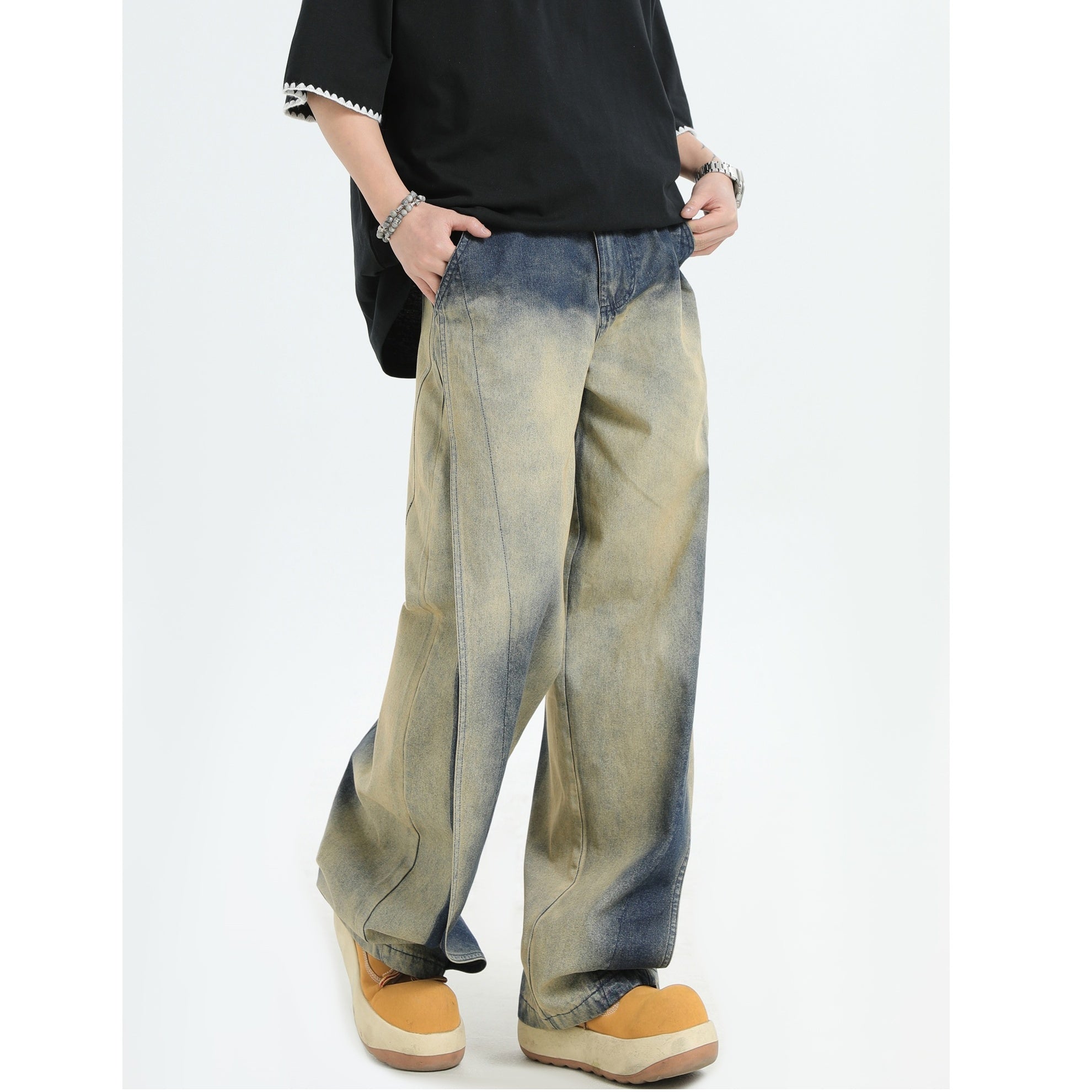 Gradient Smudge Wash Loose Jeans IN7058