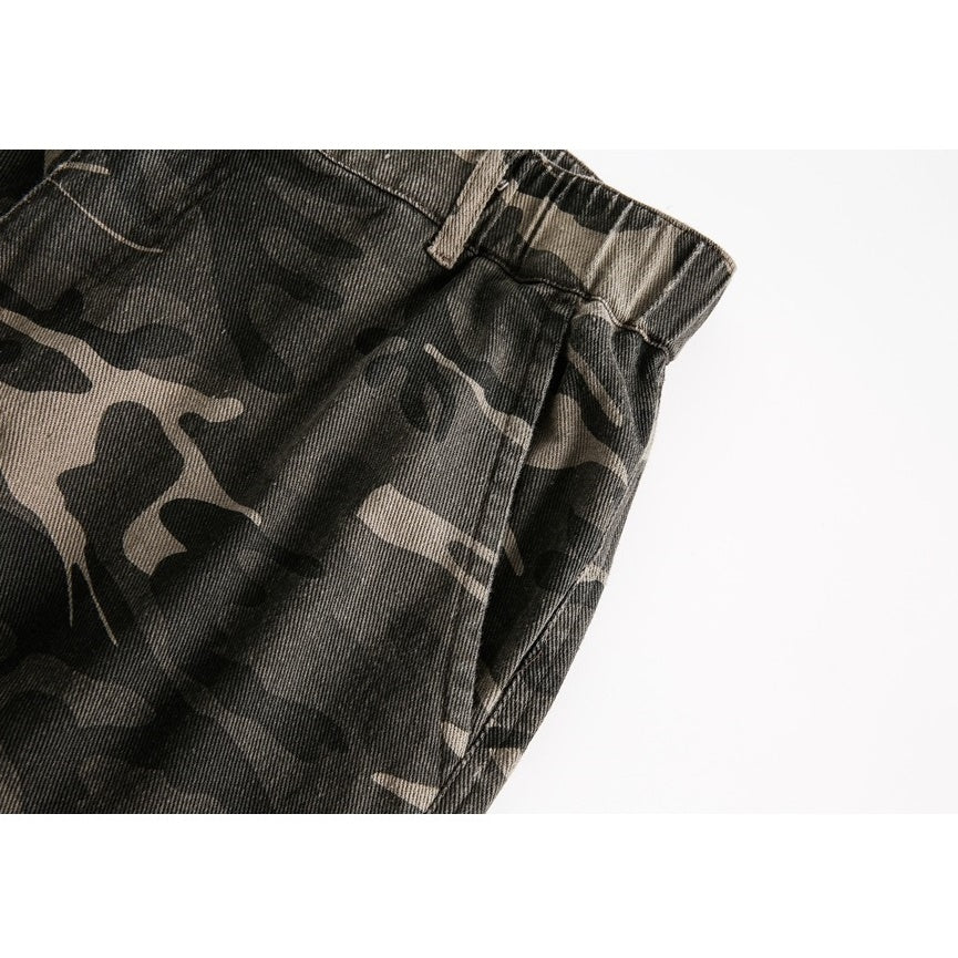Camouflage Straight Switching Cargo Pants MB7184