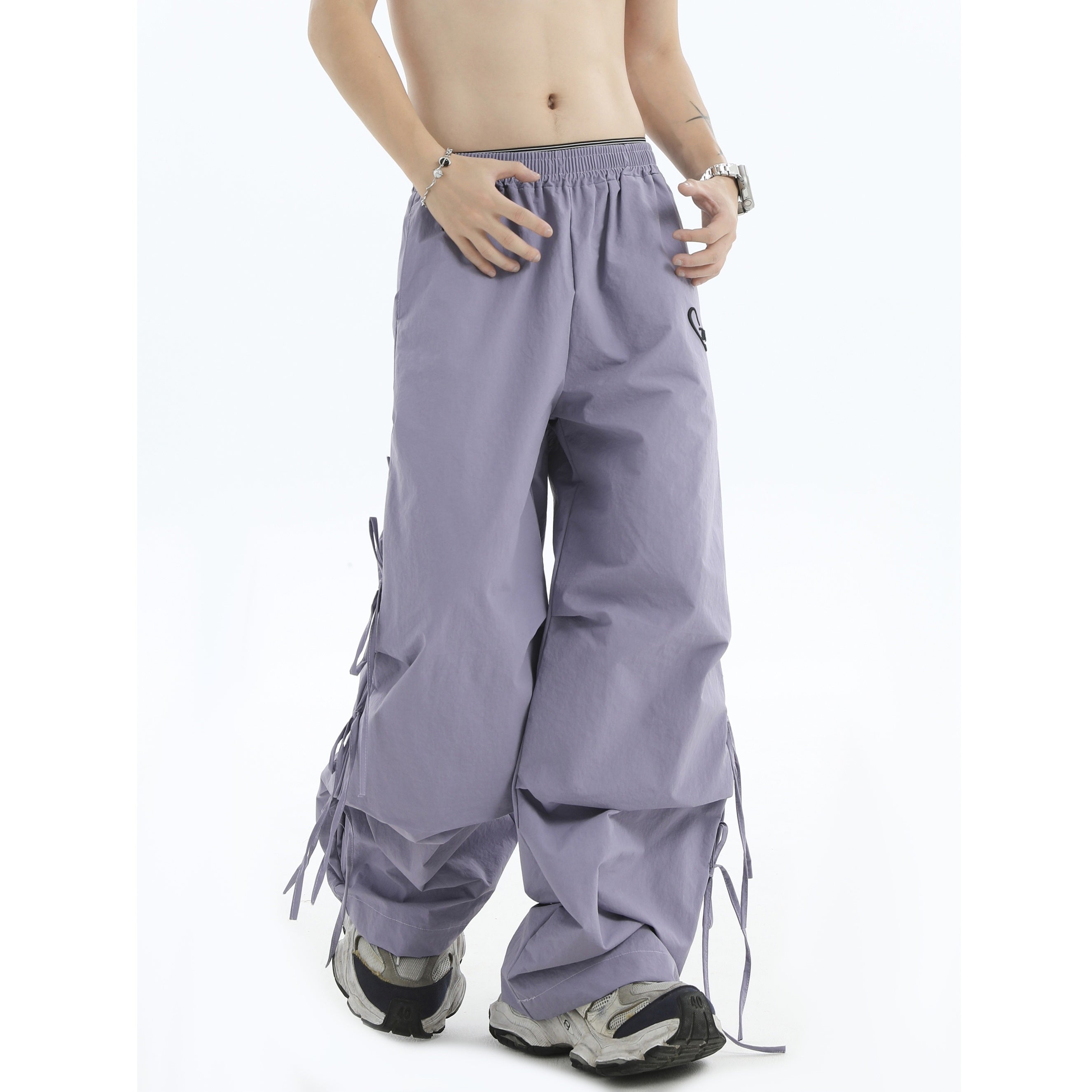 Logo Embroidery Side Bow Casual Pants IN7045
