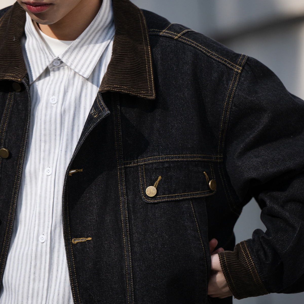 Corduroy Collar Denim Jacket BI2001