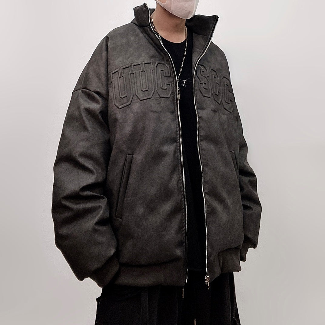 Emboss Logo PU Leather Down Jacket UU7011