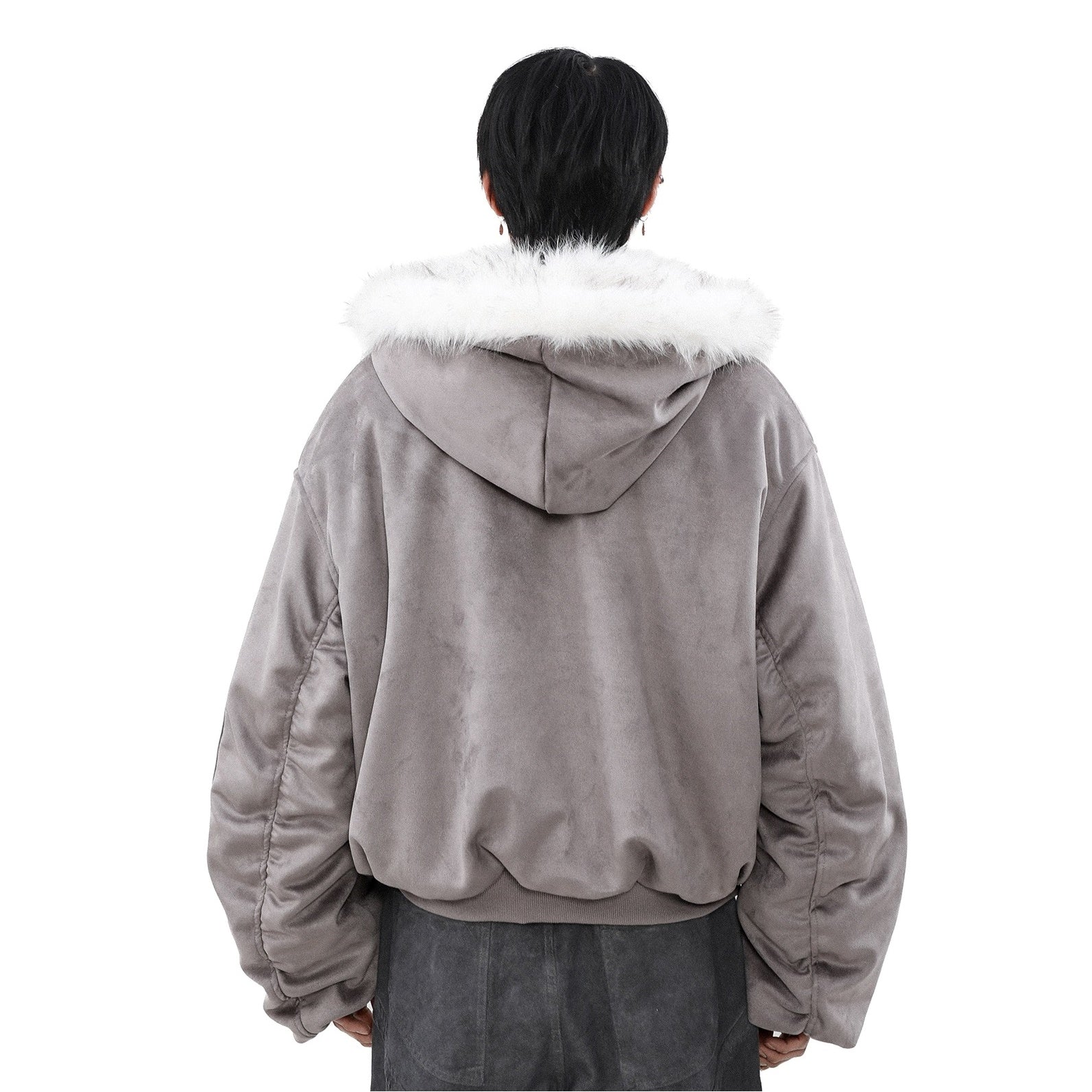 Reversible Fur ZIP-Up Hooded Blouson MB7315