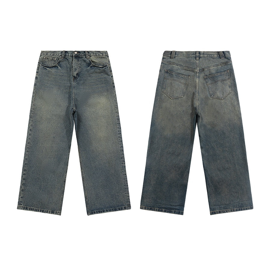 Washed Loose Straight Jeans BI2029