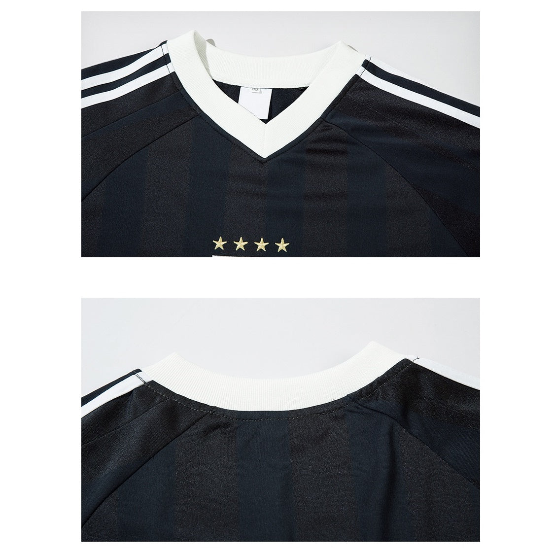 Line Sleeve Sporty V-Neck Print T-Shirt MR044