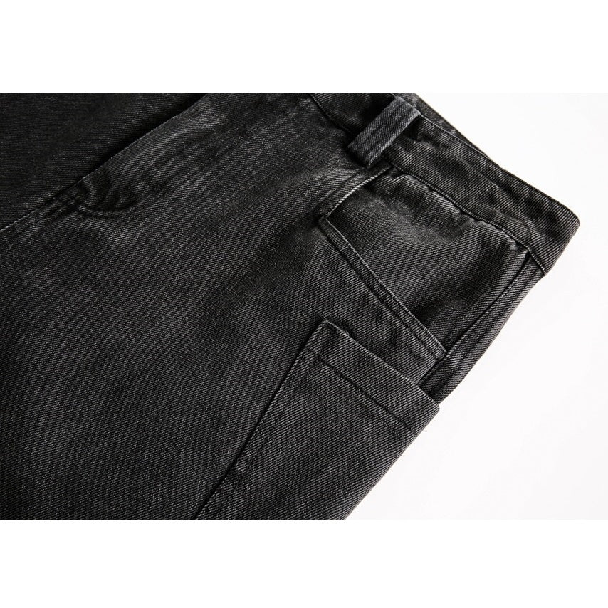 Curve Stitch Washed Loose Straight Jeans MB7233