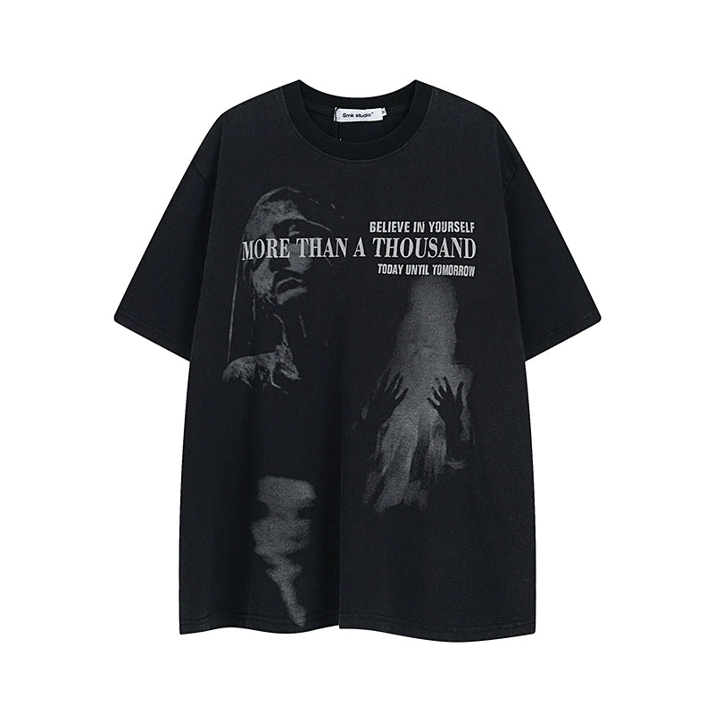 Blurred Figure Print T-shirt MR038