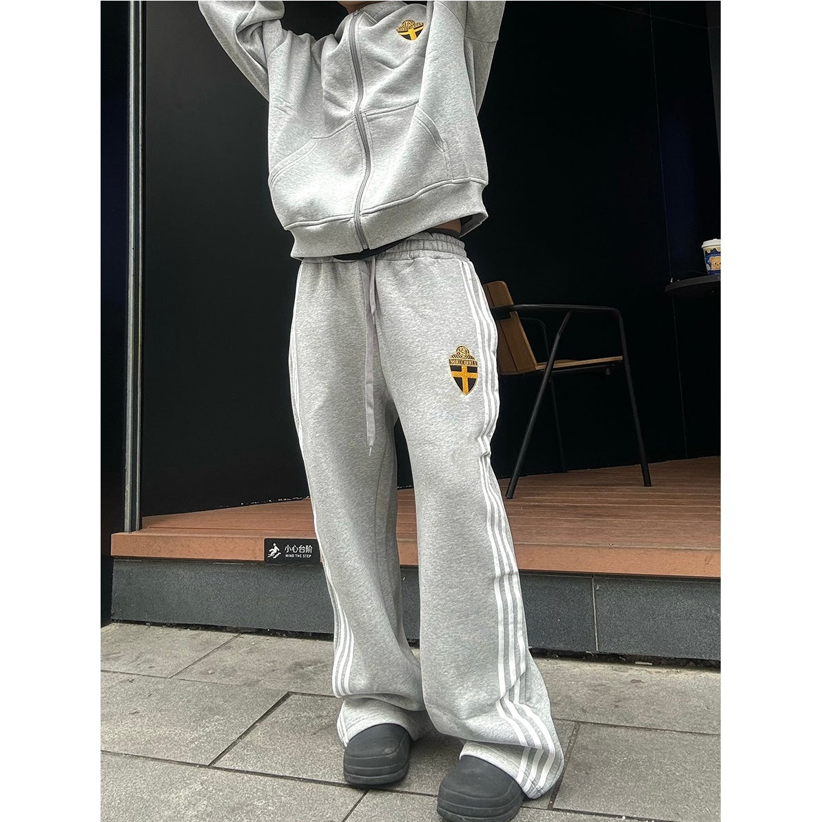 【上下別売り】Three-Bar Loose Casual Zip-up Hooded Parka & Sweat Pants MB7167