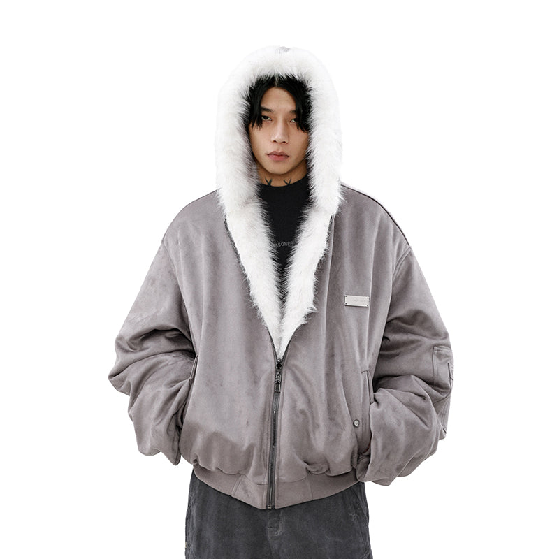 Reversible Fur ZIP-Up Hooded Blouson MB7315