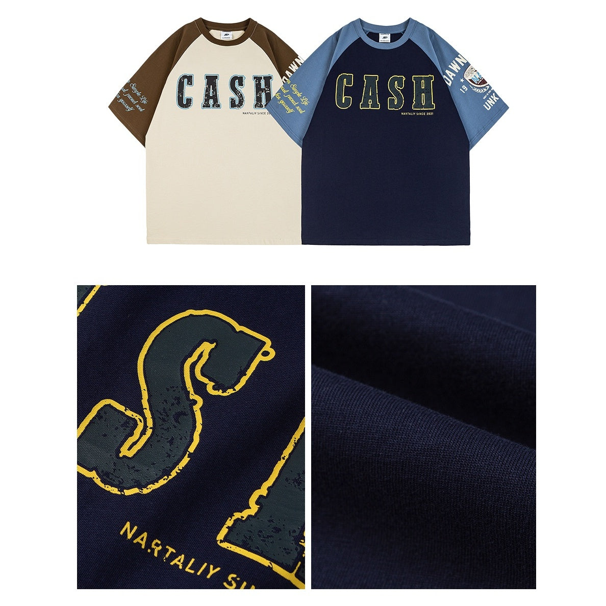 Contrasting Panel Raglan Sleeve T-shirt NA7013