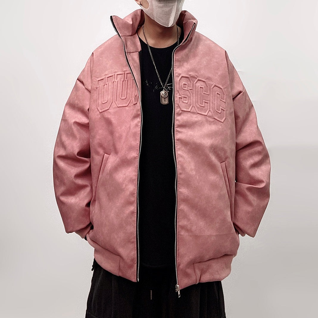 Emboss Logo PU Leather Down Jacket UU7011