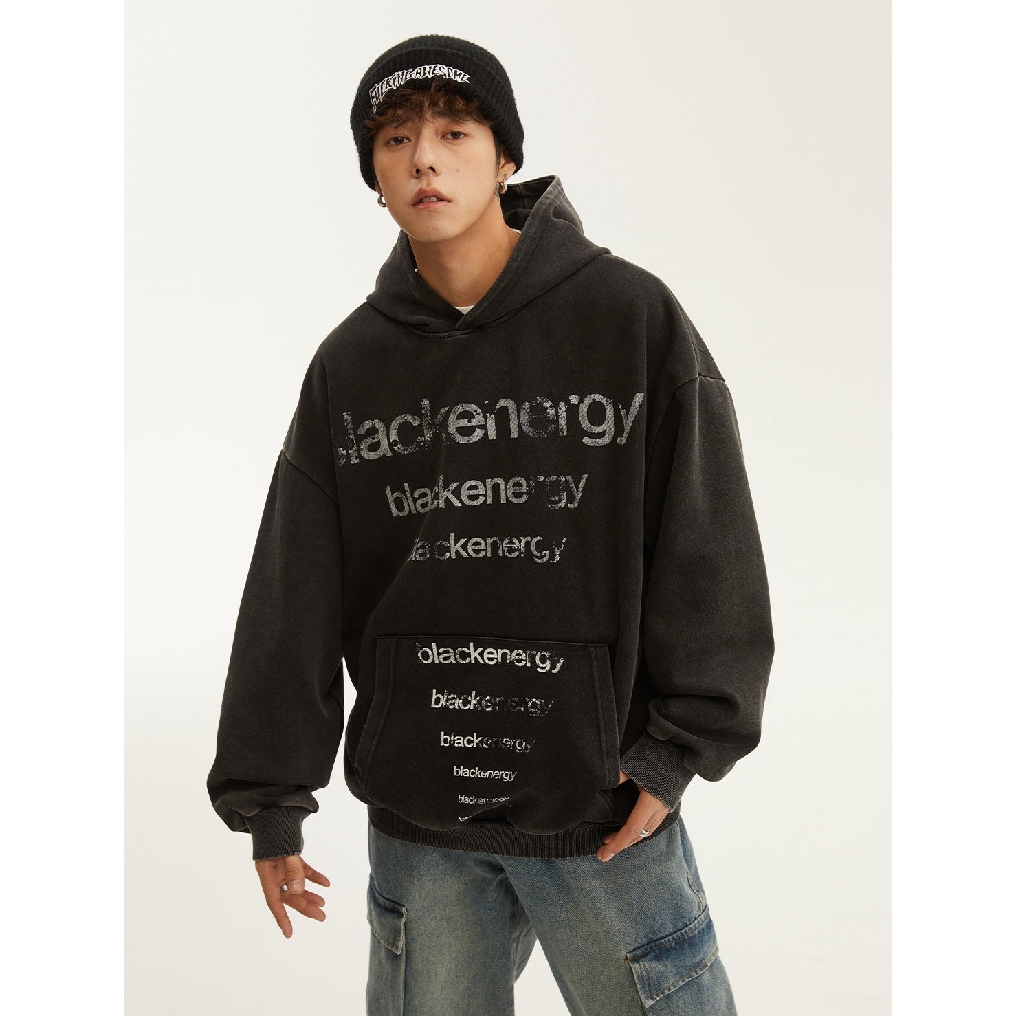 Distressed Letter Print Hoodie MB7105