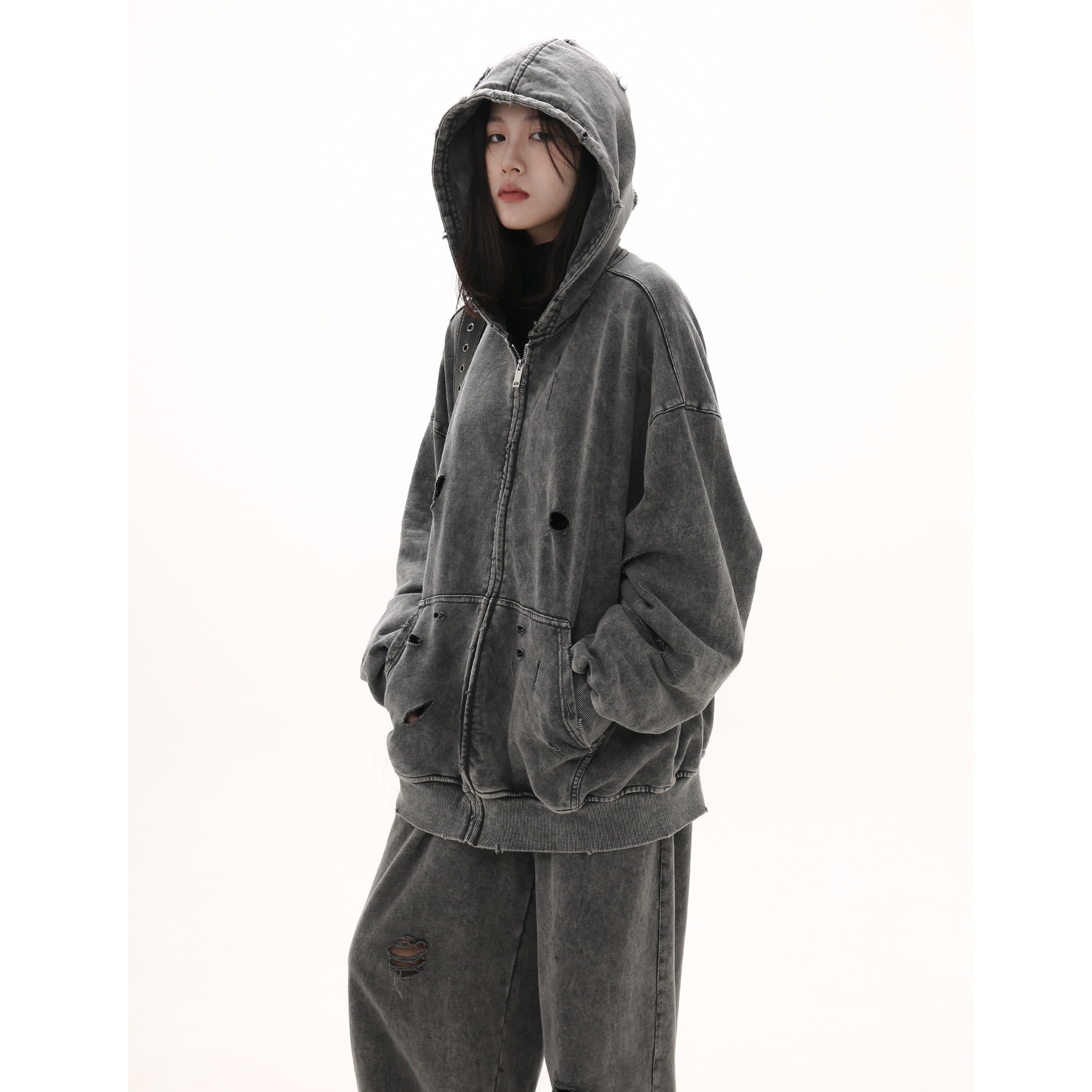 【上下別売り】Distressed Ripped Hooded Jacket MB7329