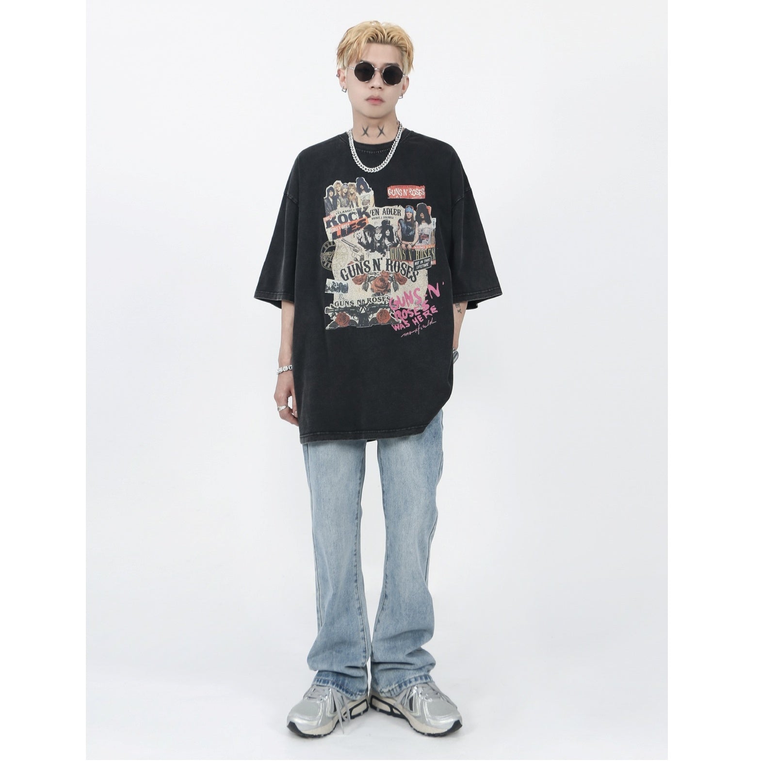 Wash Old Style Rock Print T-shirt MR002