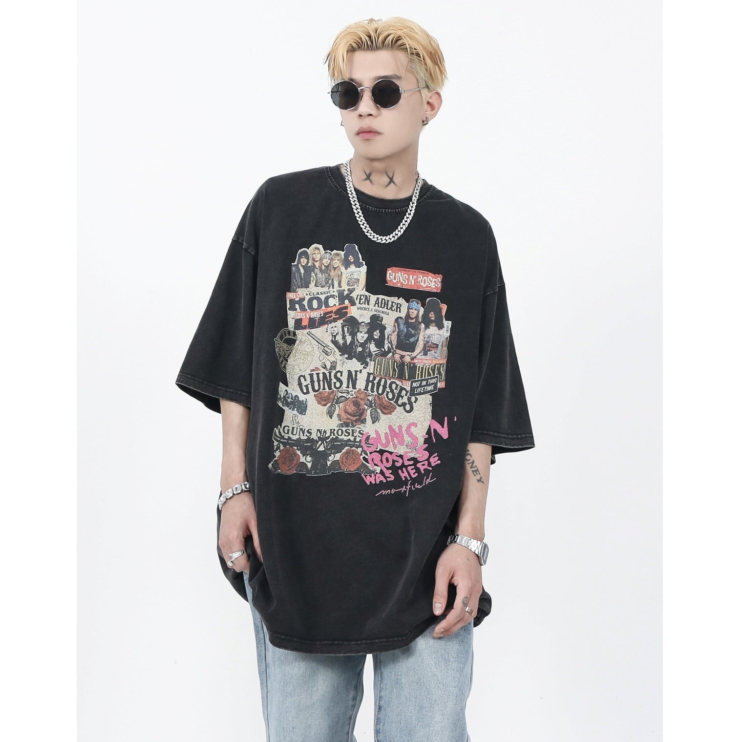 Wash Old Style Rock Print T-shirt MR002