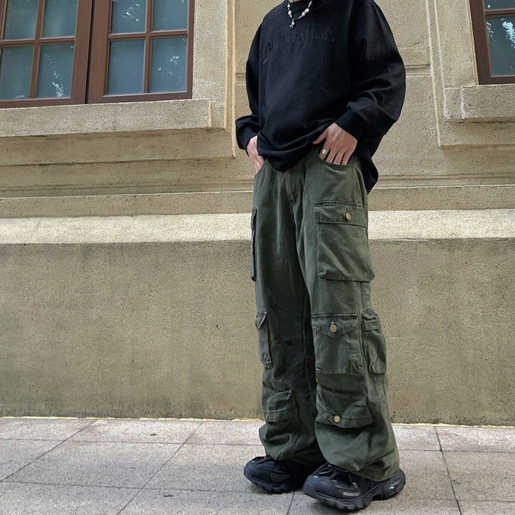 Fat Loose Straight Cargo Pants FT8001
