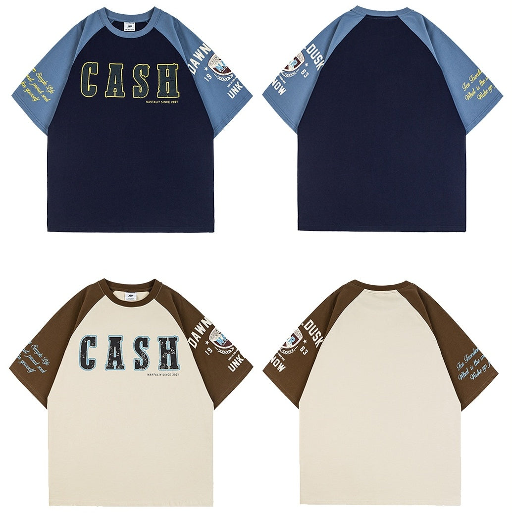 Contrasting Panel Raglan Sleeve T-shirt NA7013