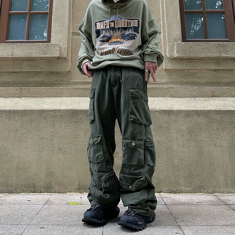 Fat Loose Straight Cargo Pants FT8001