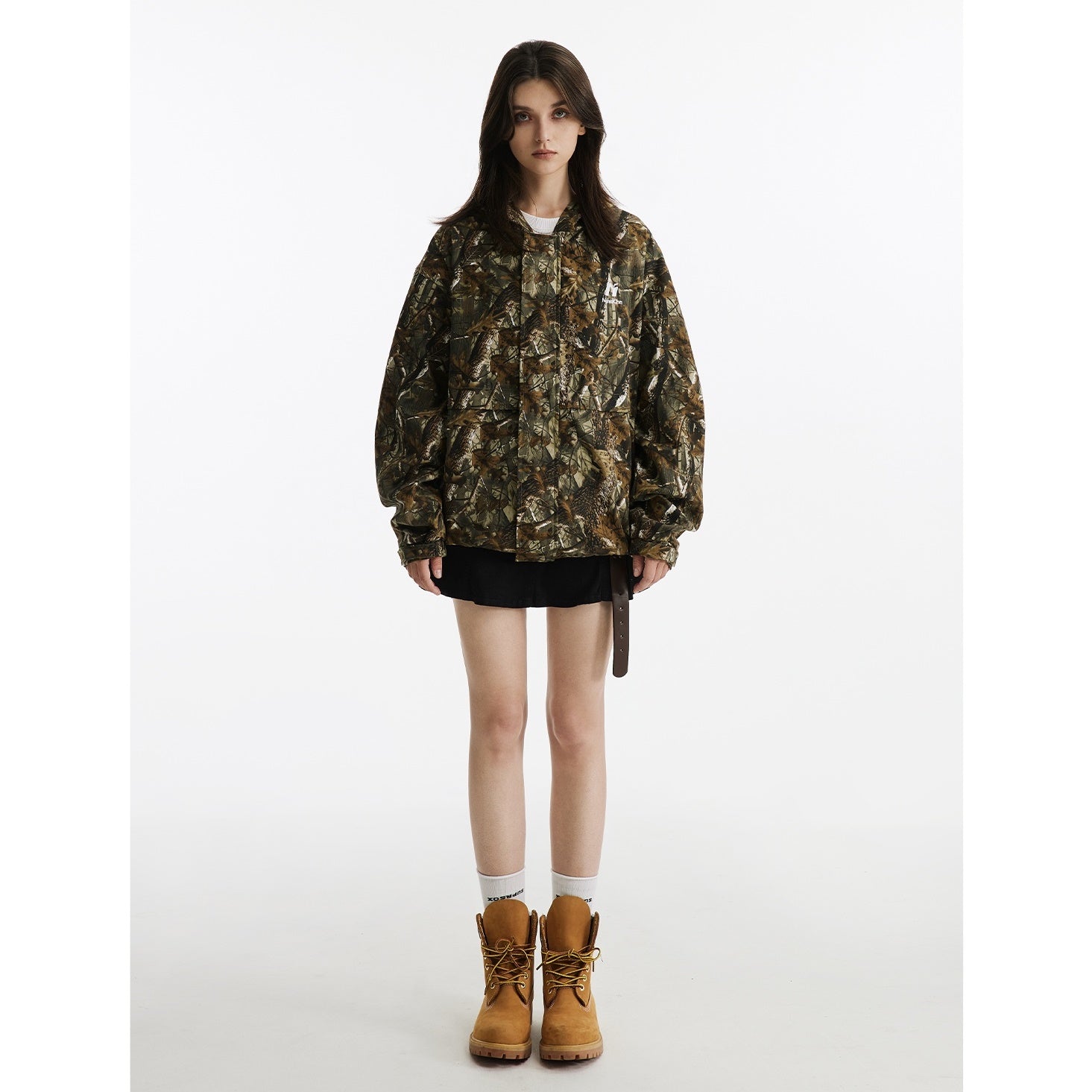 Camouflage Leaf Pattern Loose Hooded Jacket MB7177