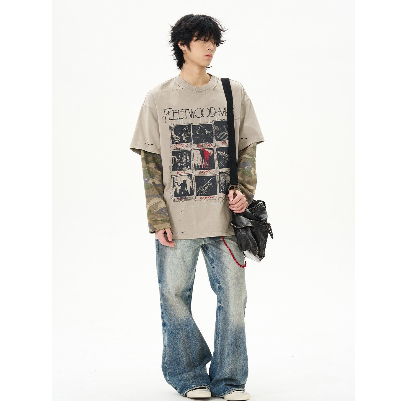 Fake Layered Graphic Long-sleeved T-shirt MB7347