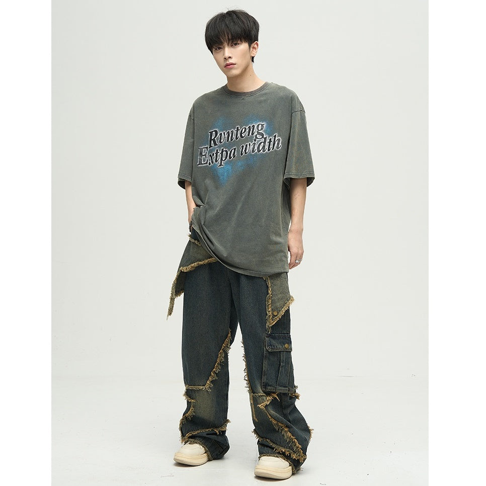 Raw Edge Star Design Street Work Jeans MB7019