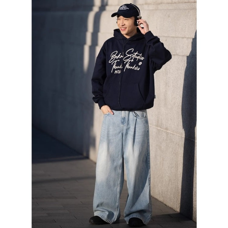 Letter Embroidered Print Hoodie BI2003