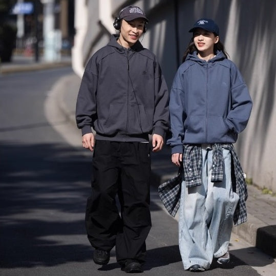 Stitching Design Dropped-shoulder Hooded Jacket BI2008