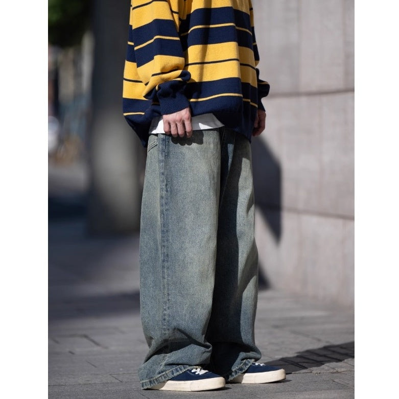 Washed Loose Straight Jeans BI2029