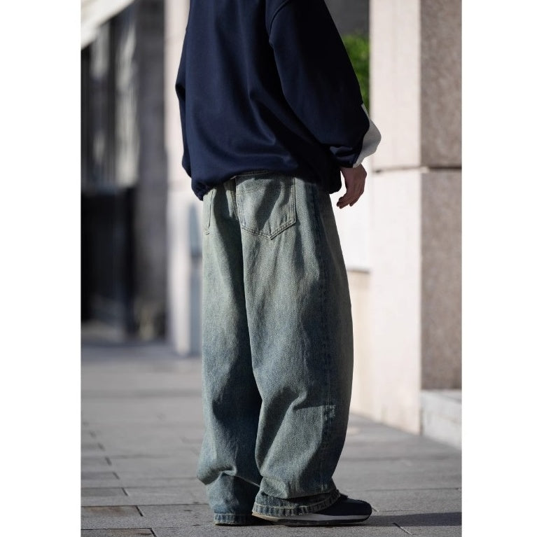 Washed Loose Straight Jeans BI2029