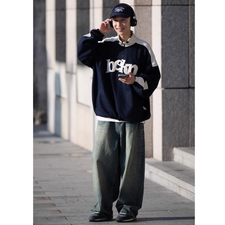 Washed Loose Straight Jeans BI2029