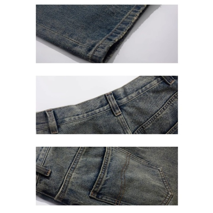 Washed Loose Straight Jeans BI2029