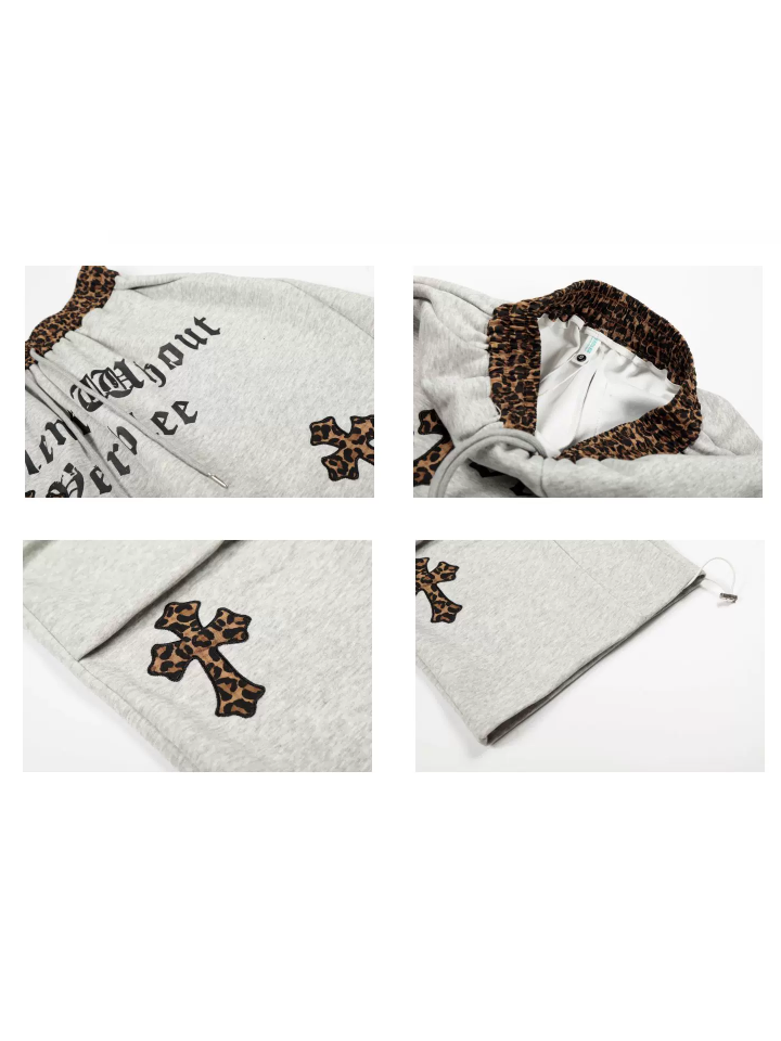 Leopard Cross Patch Curved Sweat Pants MB7452