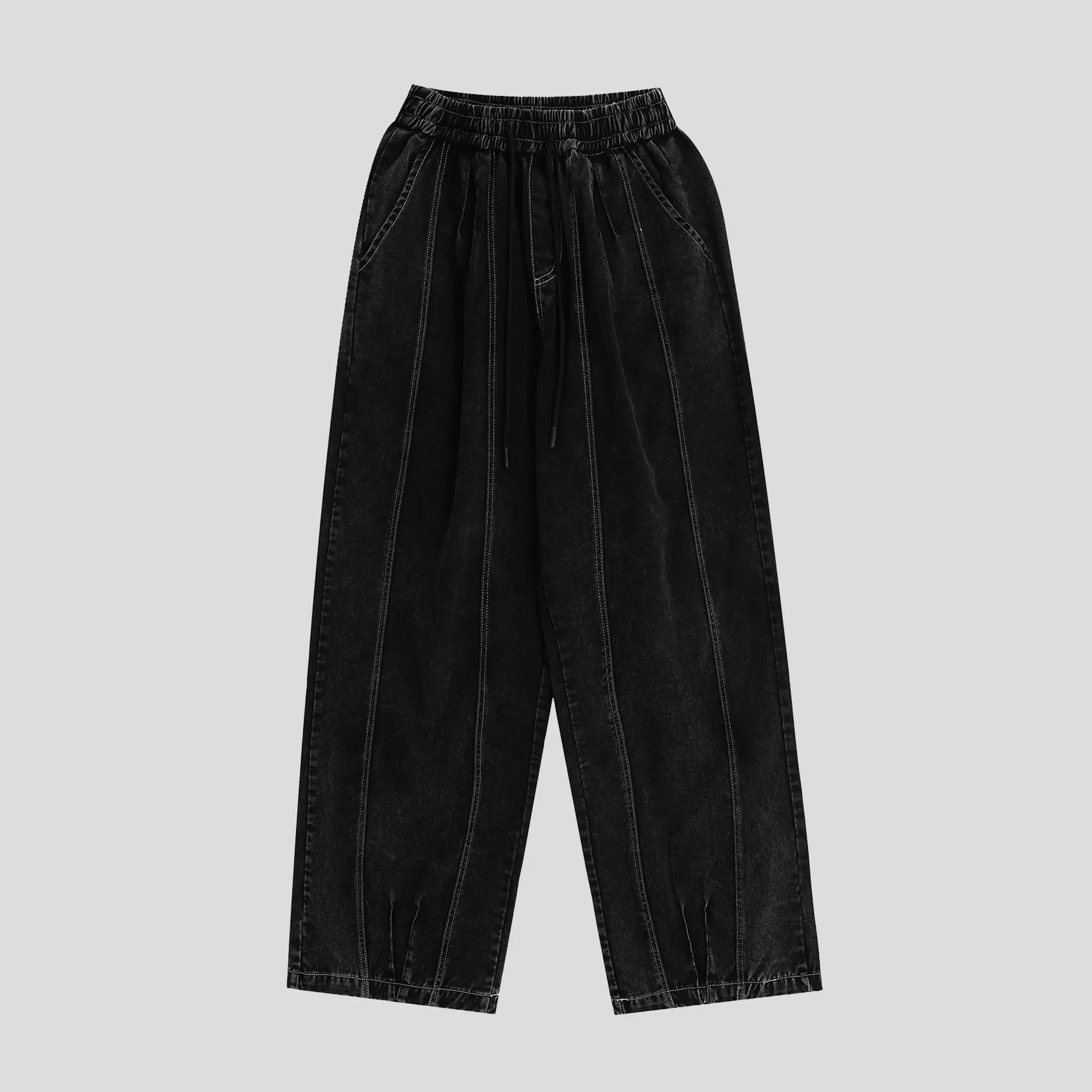 Splicing Crimping Wash Loose Jeans IN7046