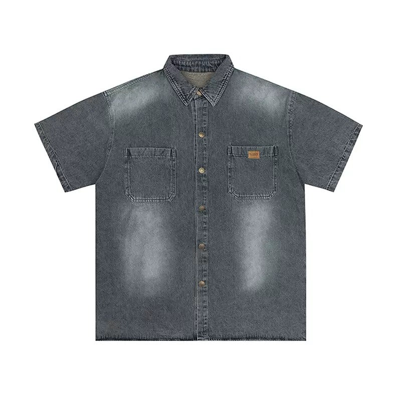 Retro Wash Denim Short Sleeve Loose Shirt MR020