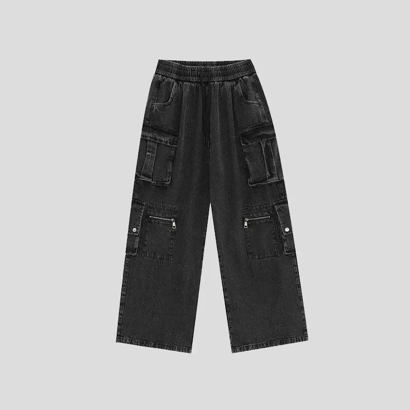 Zip Multi-pocket Loose Relax Cargo Jeans IN7028