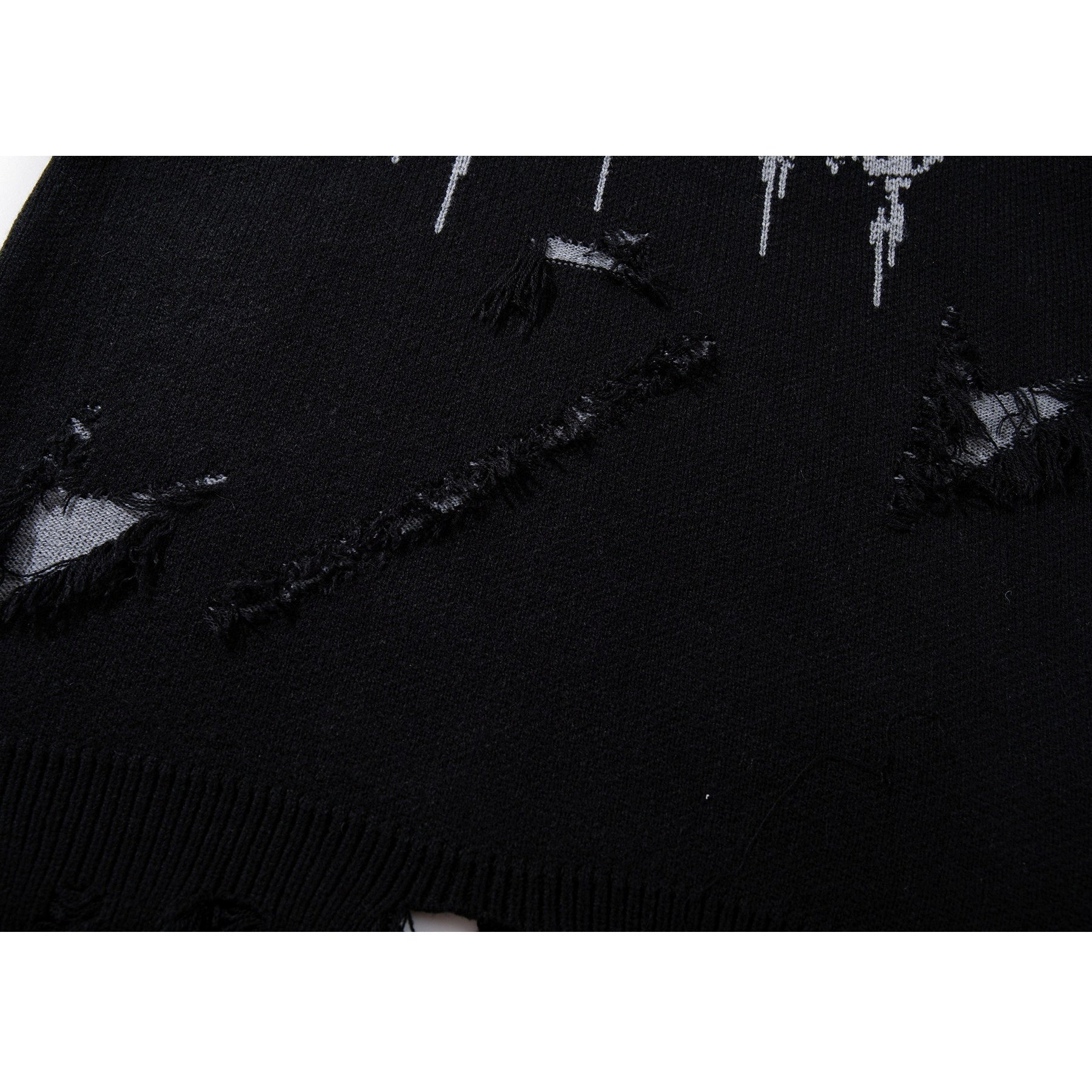 Ripped Tassel Jacquard Sweater MB7417