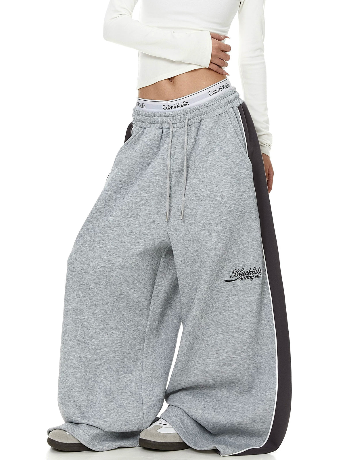 Color-Block Striped Curved Sweat Pants MB7448